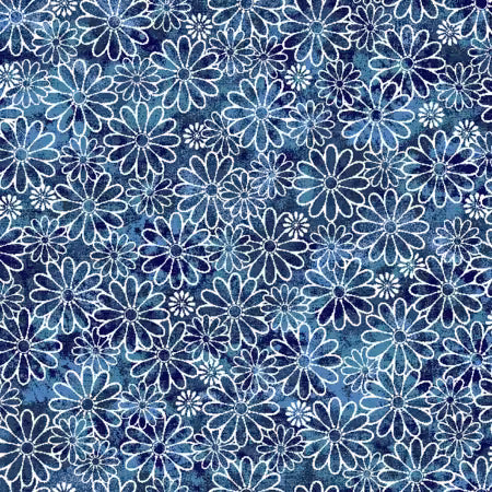 Fabric Traditions – Basics 2023 – Navy Flower Cotton (Sold in ½-yard increments)