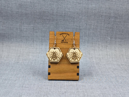 Honeycomb Bee Earrings
