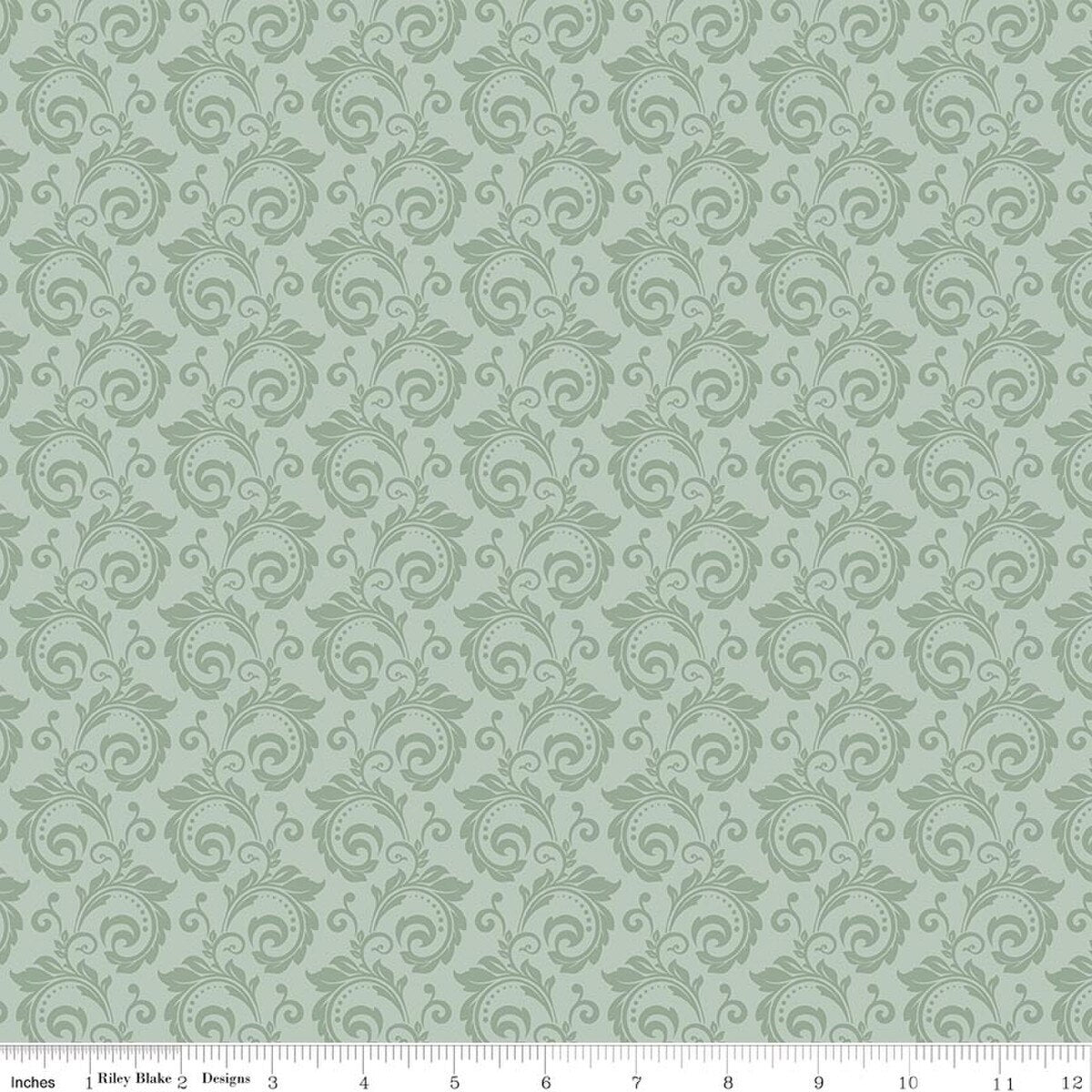 Riley Blake Designs – Christmas Greetings – Scroll Sage (Sold in ½-yard increments)