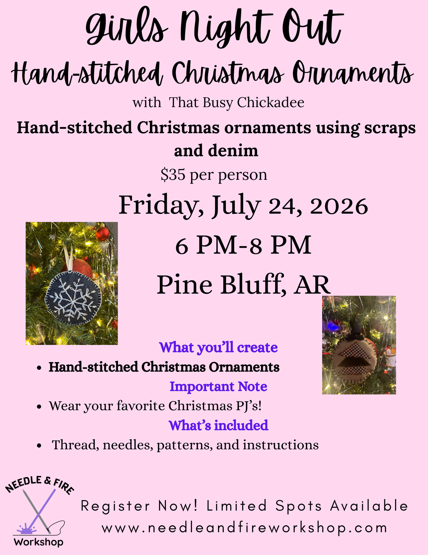 Girls Night Out- Hand Stitched Ornaments