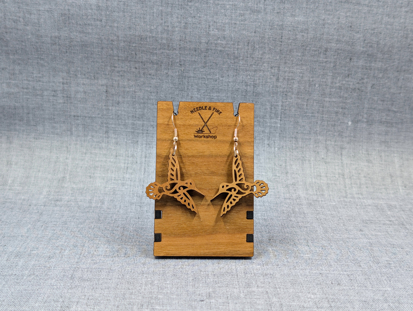 Wood Hummingbird Earrings