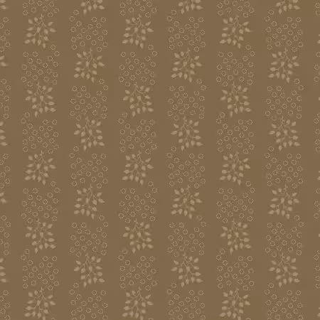 Marcus Fabrics – Love Letters by Dawn Heese – Brown Leaves And Circles (Sold in ½-yard increments)