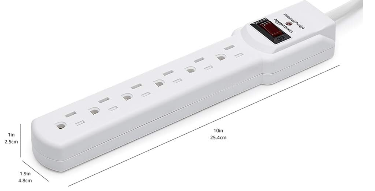 6-Outlet Surge Protector 2 ft. -White