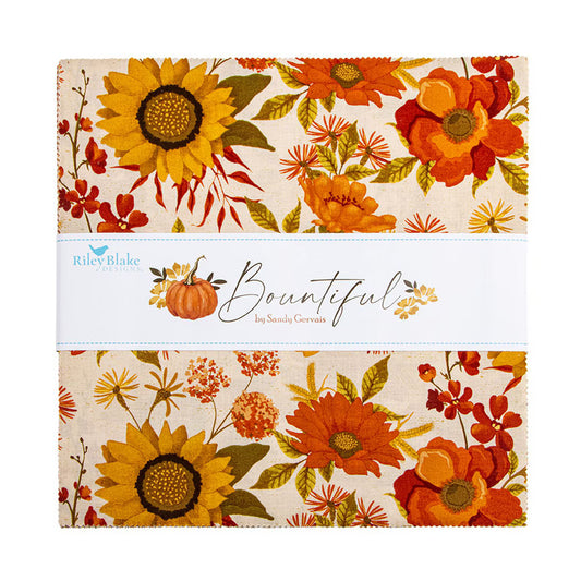 Fabric bundle with autumnal floral pattern and 'Bountiful' label by Riley Blake