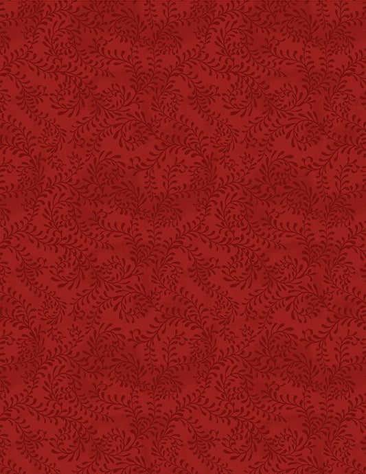 Wilmington Prints – Tartan Holiday by Danielle Leone – Swirling Leaves Red (Sold in ½-yard increments)