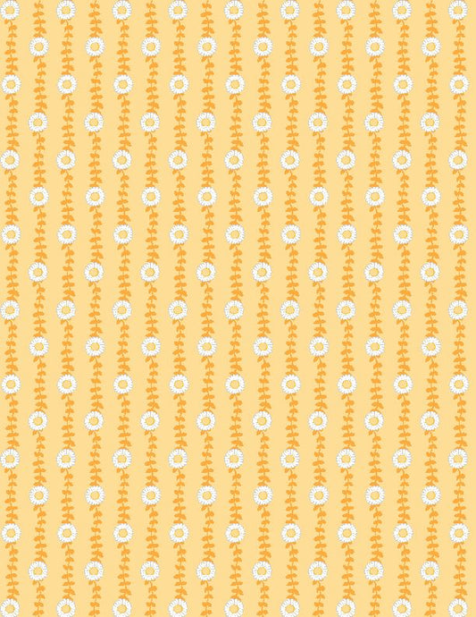 Wilmington Prints – Patch of Sunshine – Daisy Stripe Yellow (Sold in ½-yard increments)