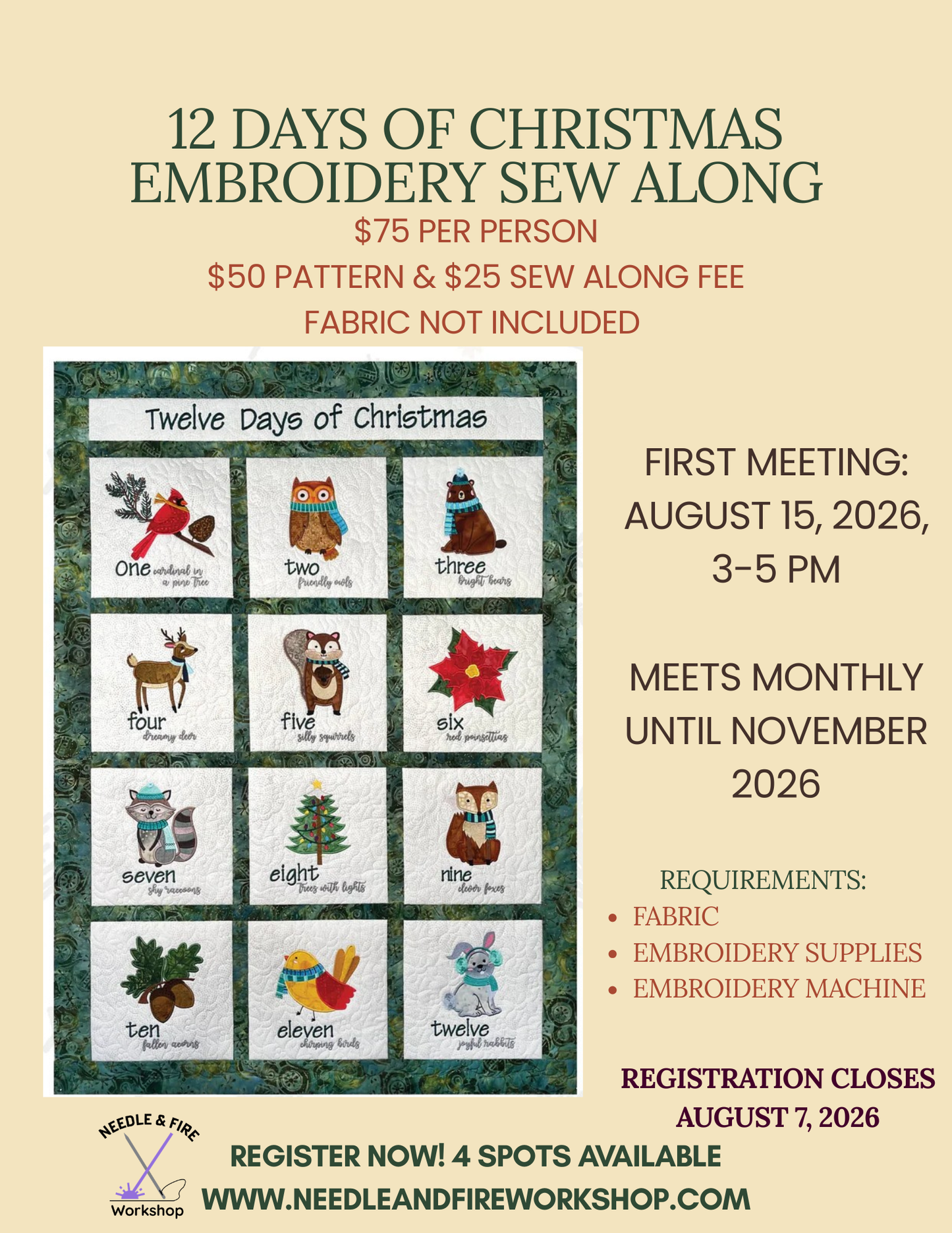 12 Days of Christmas Embroidery Sew-Along