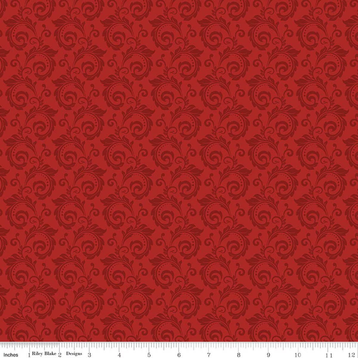 Riley Blake Designs – Christmas Greetings – Scroll Red (Sold in ½-yard increments)
