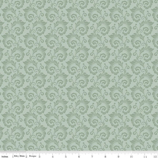 Riley Blake Designs – Christmas Greetings – Scroll Sage (Sold in ½-yard increments)