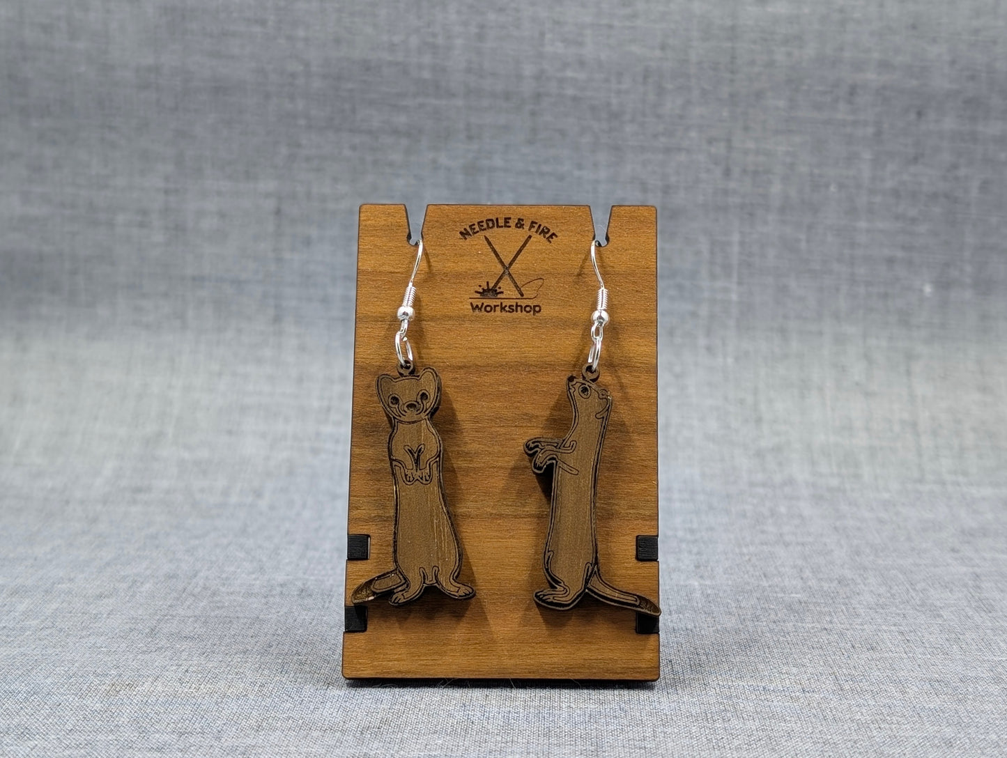 Wood Ferret Earrings