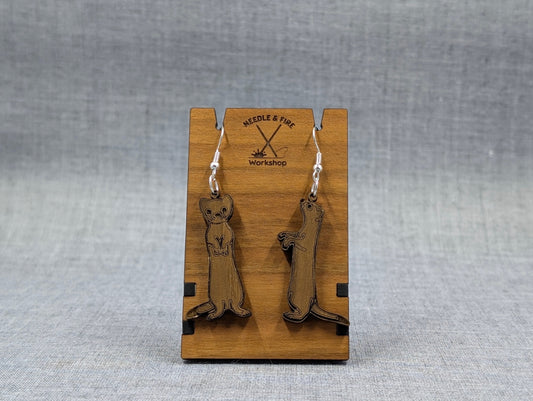 Wood Ferret Earrings