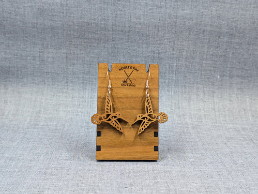Wood Hummingbird Earrings