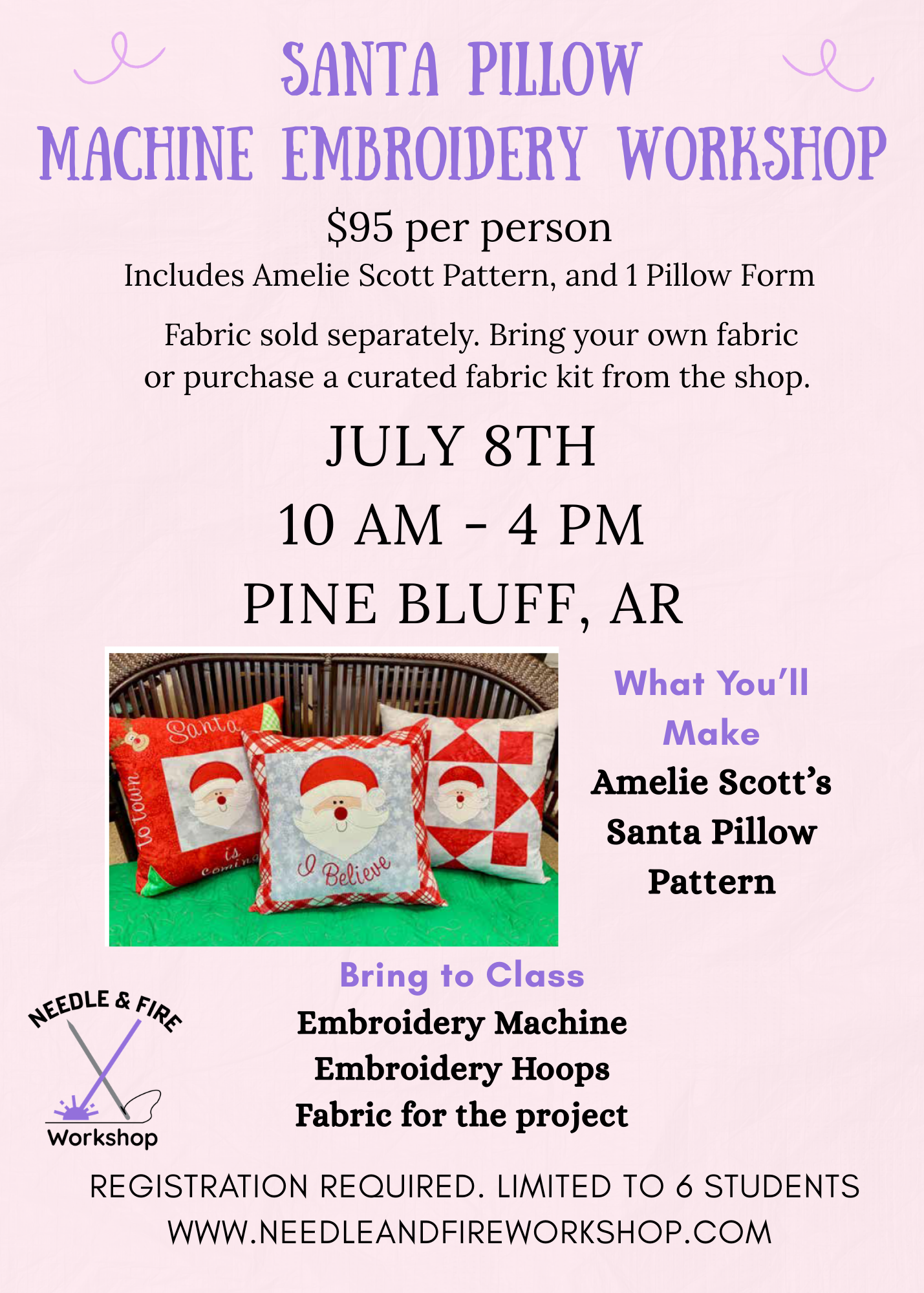 Santa Pillow: In the Hoop Machine Embroidery Workshop