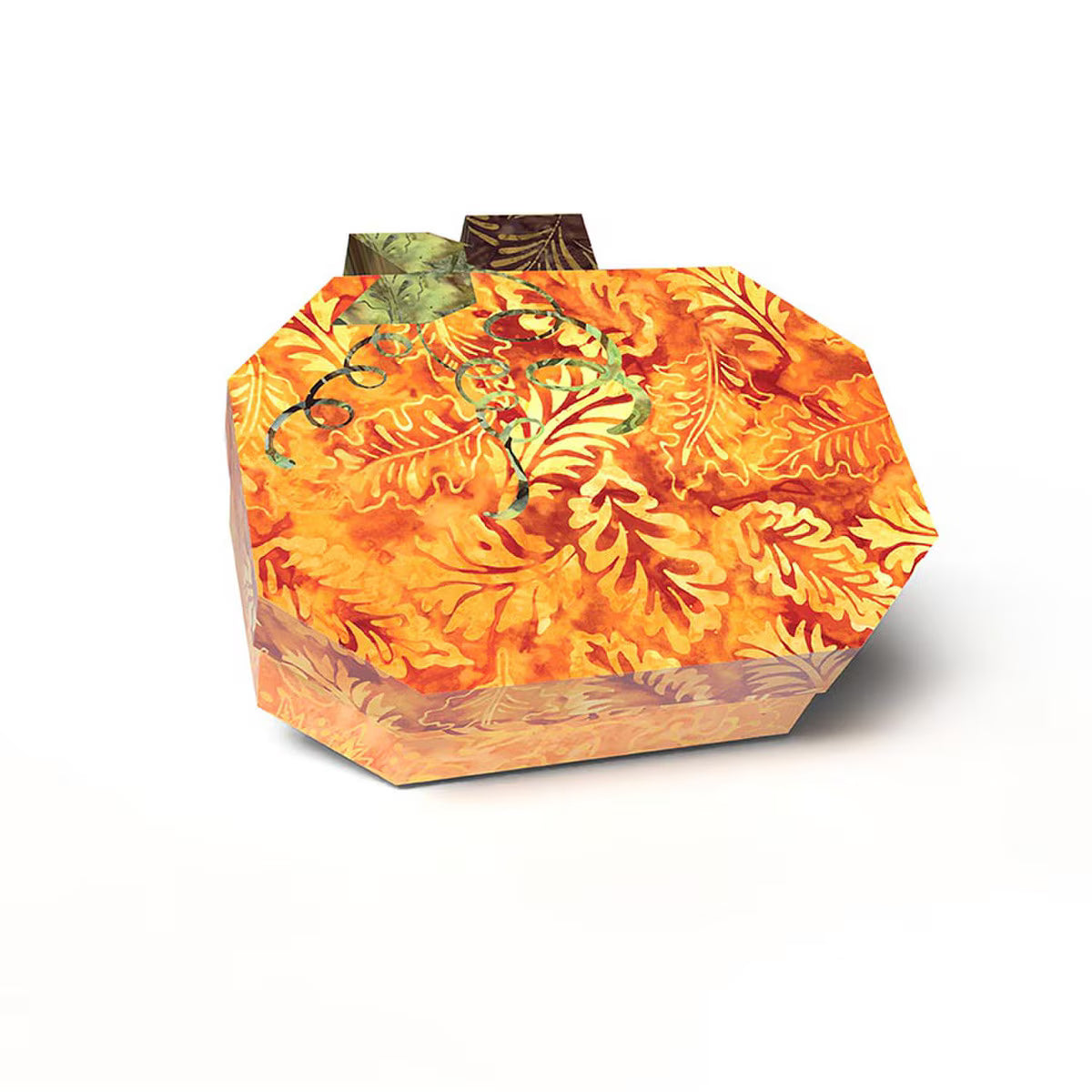 Decorative paper pumpkin box with floral pattern on a white background