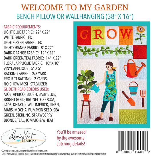 Welcome to My Garden Embroidery USB-Laurie Kent Designs