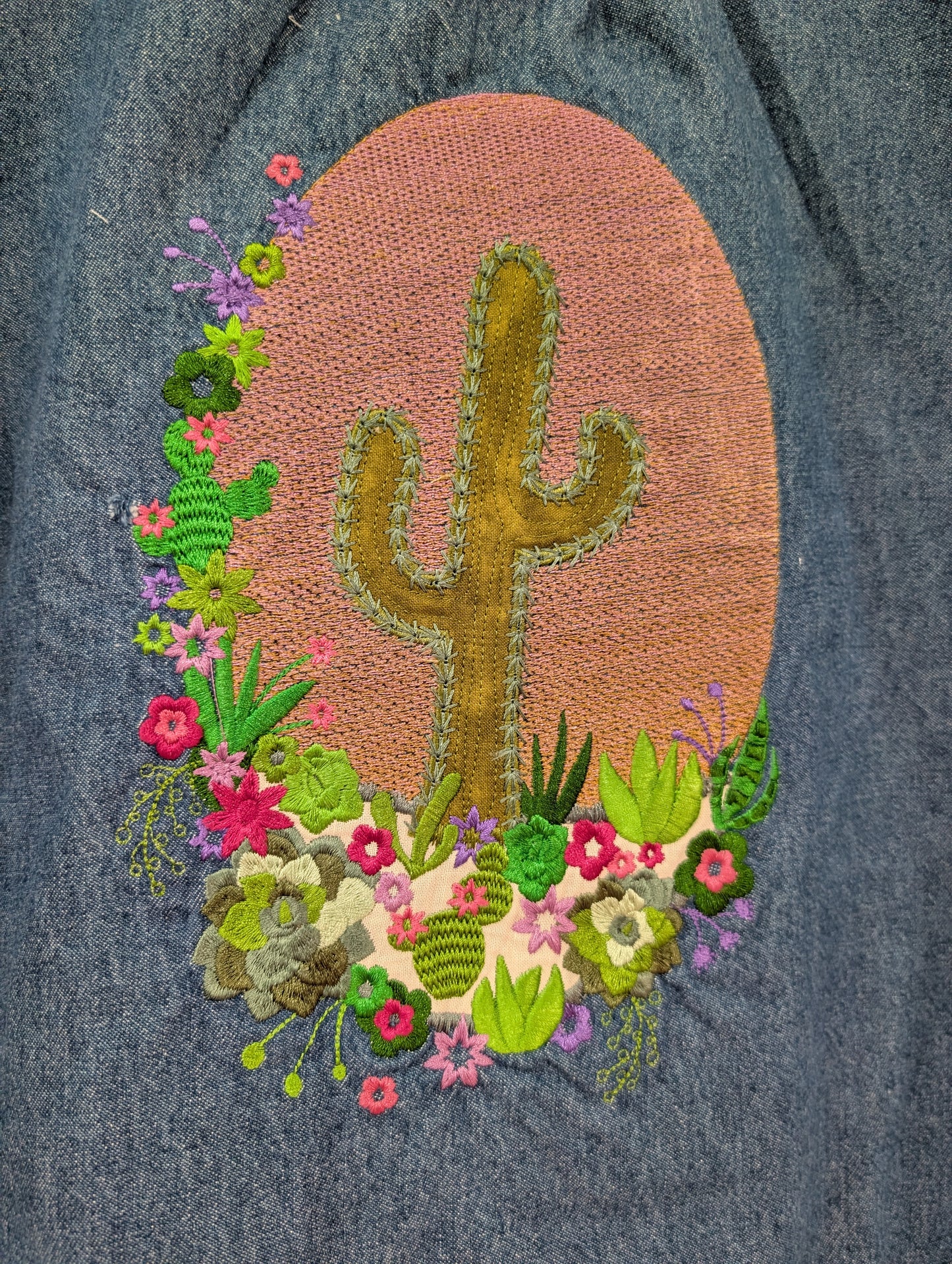 Arizona Sunset – One of One Upcycled Embroidered Denim Shirt