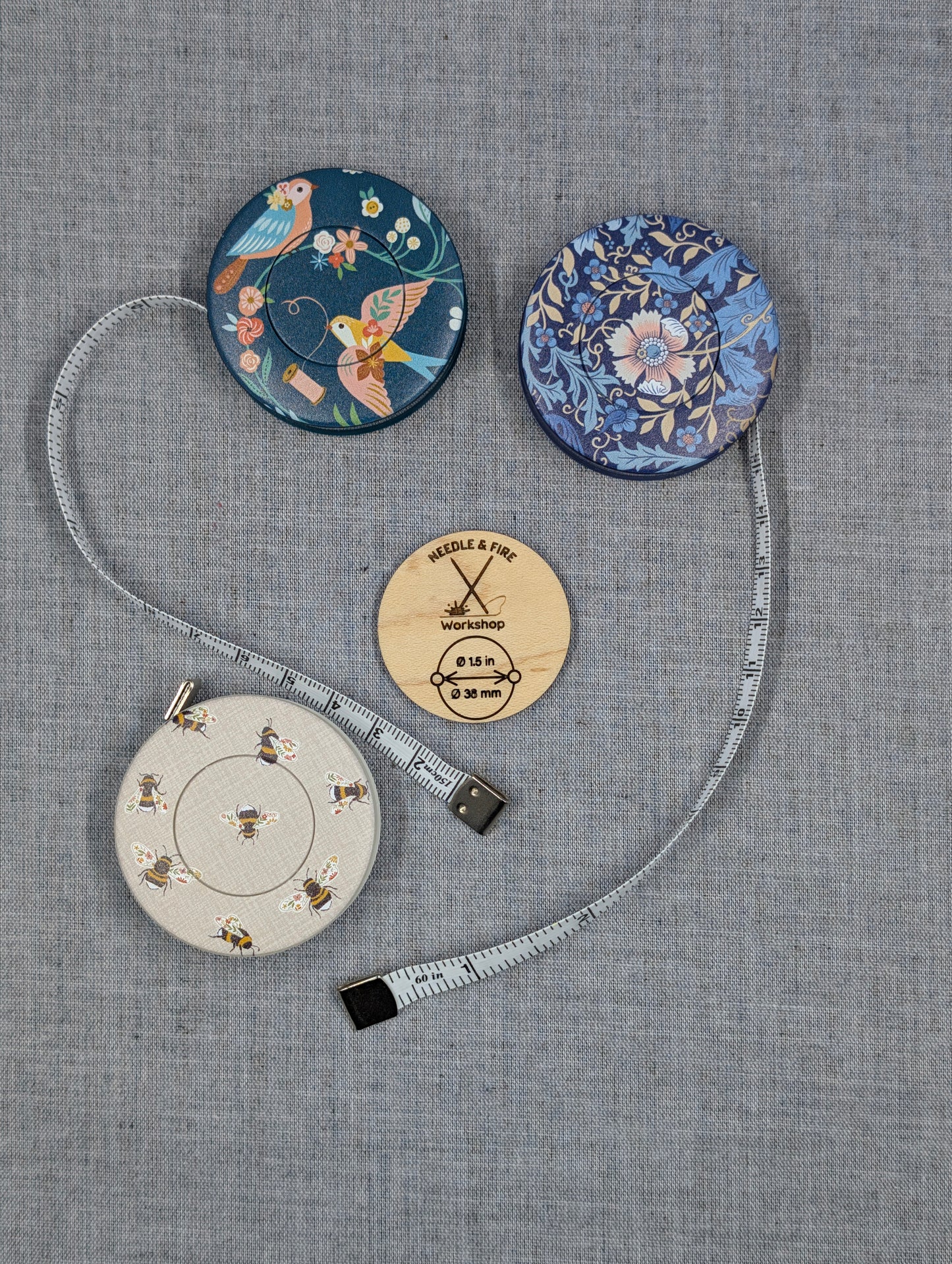 Retractable Tape Measure – Bee, Bird & Floral Woodblock
