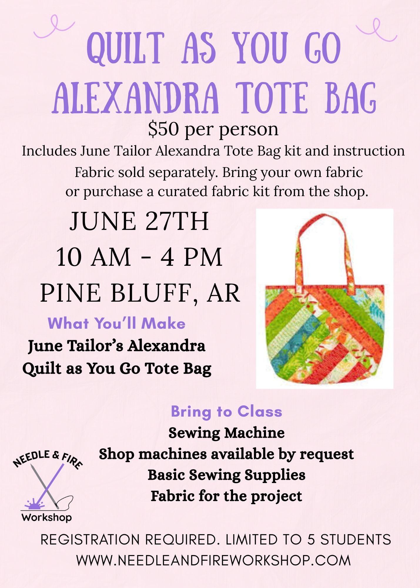 Alexandra Tote Bag-Quilt As You Go Workshop