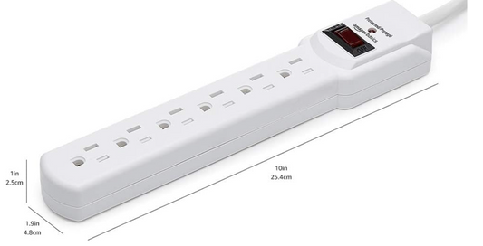 6-Outlet Surge Protector 2 ft. -White
