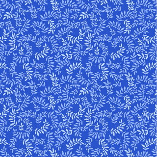 Lewis & Irene – Chalki – Greek Blues Olive Branch (Sold in ½-yard increments)