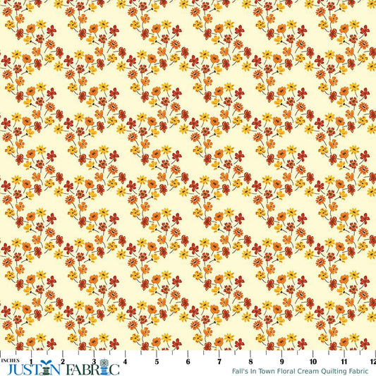 Riley Blake Designs – Fall’s In Town – Floral Cream (Sold in ½-yard increments)